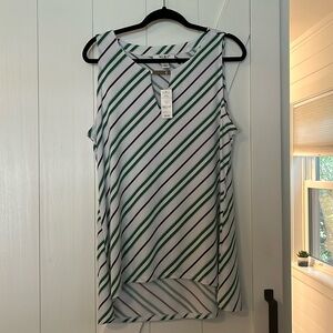 WHBM White House Black Market Tropical stripe white sleeveless tank. BNWT!